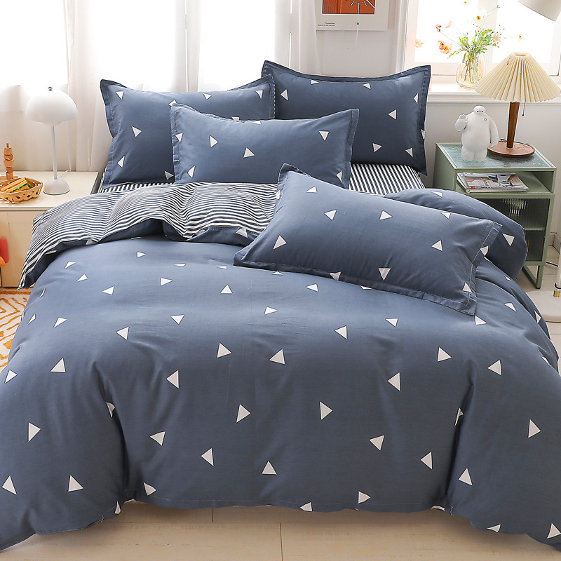 Funda de edredón de algodón de una sola pieza de cuatro piezas para niños 150x200x230 dormitorio de estudiantes individual 180 sábana