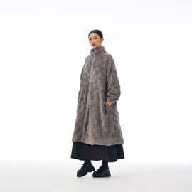 原创爆款秋冬穿搭韩版长款外套大口袋高级感毛毛外套