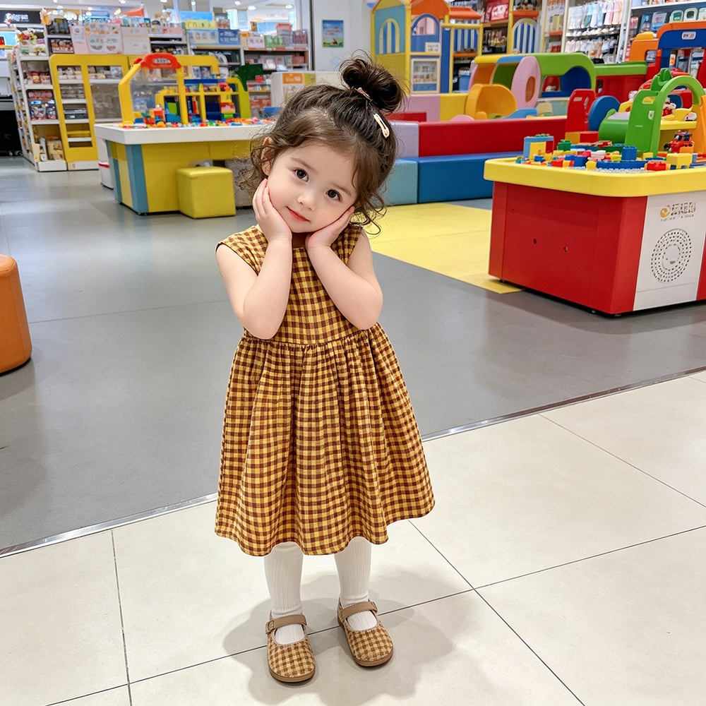 Girls' Skirts, Short-Sleeved Plaid Dresses, Princess Skirts, Summer Clothes, New Foreign Trade Children's Clothing Dropshipping Girls' Skirts, Short-Sleeved Plaid Dresses, Princess Skirts, Summer Clothes, New Foreign Trade Children's Clothing Dropshipping