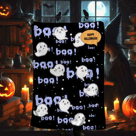 万圣节幽灵南瓜毛毯法兰绒跨境可定制午睡沙发毯四季印花空调盖毯