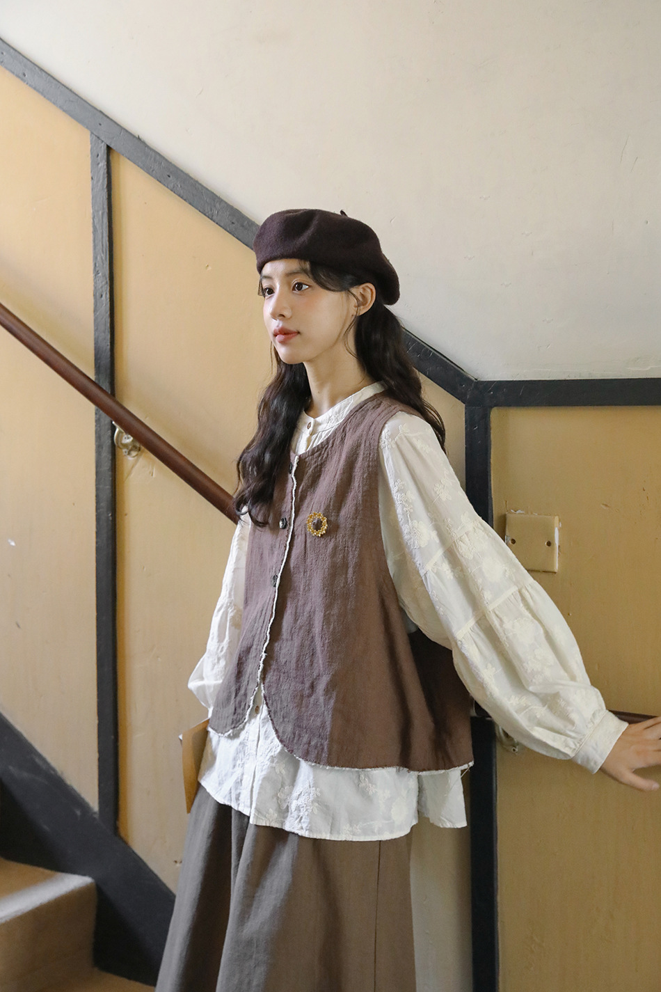 Real Shot: Japanese-style Design, Elaborate Embroidery, Pure Cotton Women's Shirt, Spring French Vintage High-end Shirt_ecoleips.com
