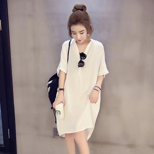 2025 Large Size Women's Short Sleeve T-Shirt Summer Wear Plus Size Chiffon Shirt
