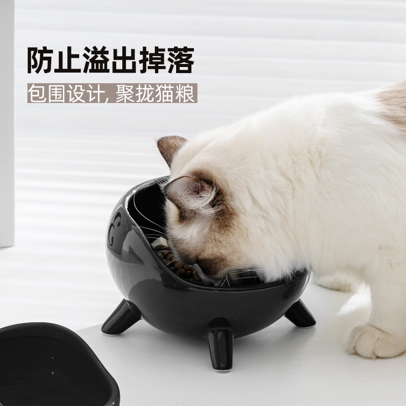 Cuenco de gato de cerámica transfronterizo protector columna cervical tazón de comida para gatos tazón de arroz tazón de agua para perros suministros para mascotas antidetonantes