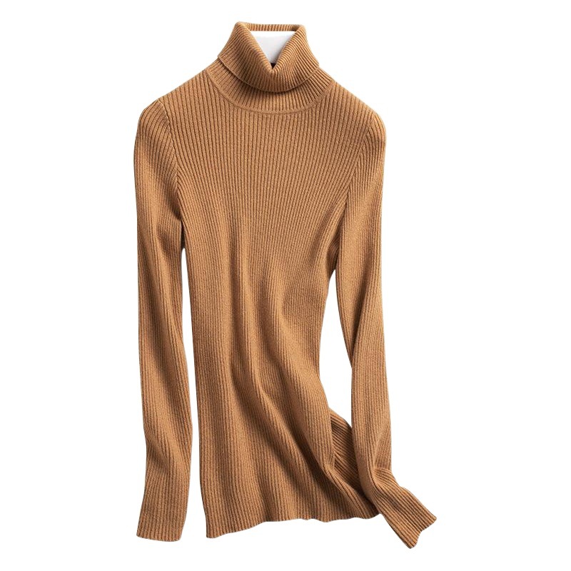 Suéter de Mujer, Otoño-Invierno 2025, Nuevo Suéter de Lana Gruesa, Cuello Alto, Rayas, Jersey Corto, Corte Entallado, Camiseta de Punto