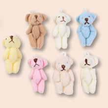 韩版ins网红棕色长毛款关节小熊毛绒公仔挂件DIY车载挂件辅料配件