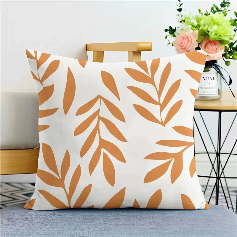 Square orange pillow, sofa, modern and minimalistic pillowcase for bed