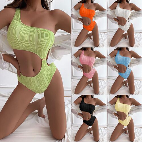  European and American new textured cloth sexy hollow one-piece swimsuit bikini bikini swimsuit ins cross-border