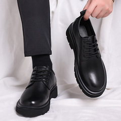 Men's leather shoes spring British thick-soled casual derby shoes men's formal wedding black low-top Martin boots 22717