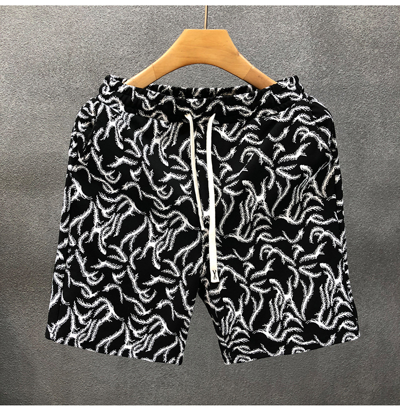 Men's Summer Floral Print High-Waist Loose Fit Five-Point Shorts Trendy Fashionable Retro Style For Casual Beach Wear_viptrois.com