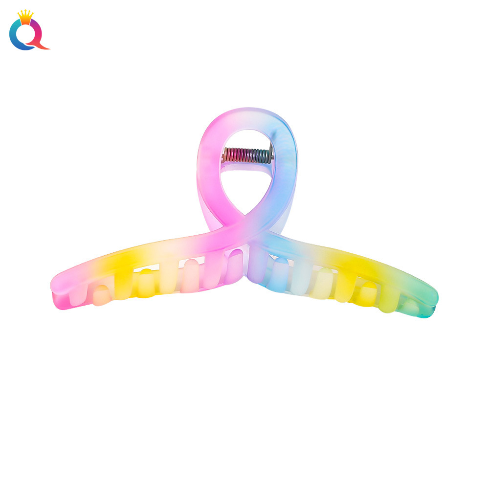 55g Weight Hair Claws Hair Accessories Type 1 Piece Quantity Holiday, Daily Occasion Plastic Material Rainbow Pattern Women's Gender Sweet, Simple Style Style Women's Sweet Simple Style Rainbow Plastic Hair Claws 3