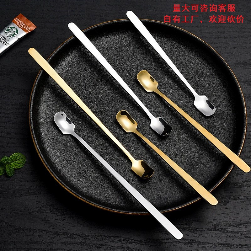 Нержавеющая Сталь Квадратная Головка ложка чайная ложка Смешивание ложка стеклянная теплая чашка кофейная ложка меда