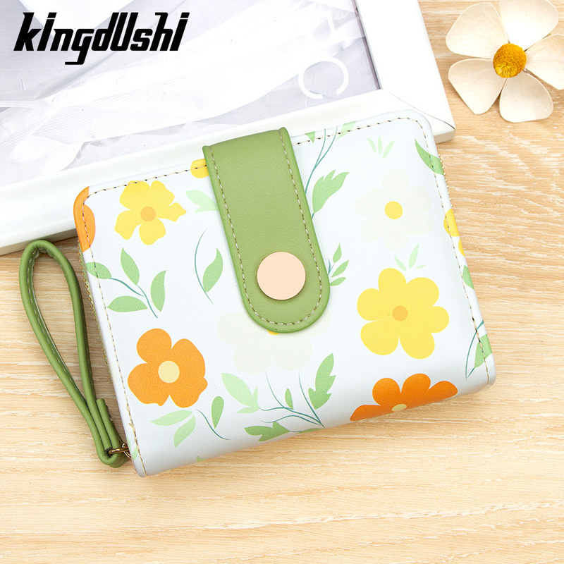Korean-Style Fresh Floral Women's Wallet, Short Fashion Buckle Coin Purse, Large Capacity Card Holder, Zipper Clutch Bag Korean-Style Fresh Floral Women's Wallet, Short Fashion Buckle Coin Purse, Large Capacity Card Holder, Zipper Clutch Bag