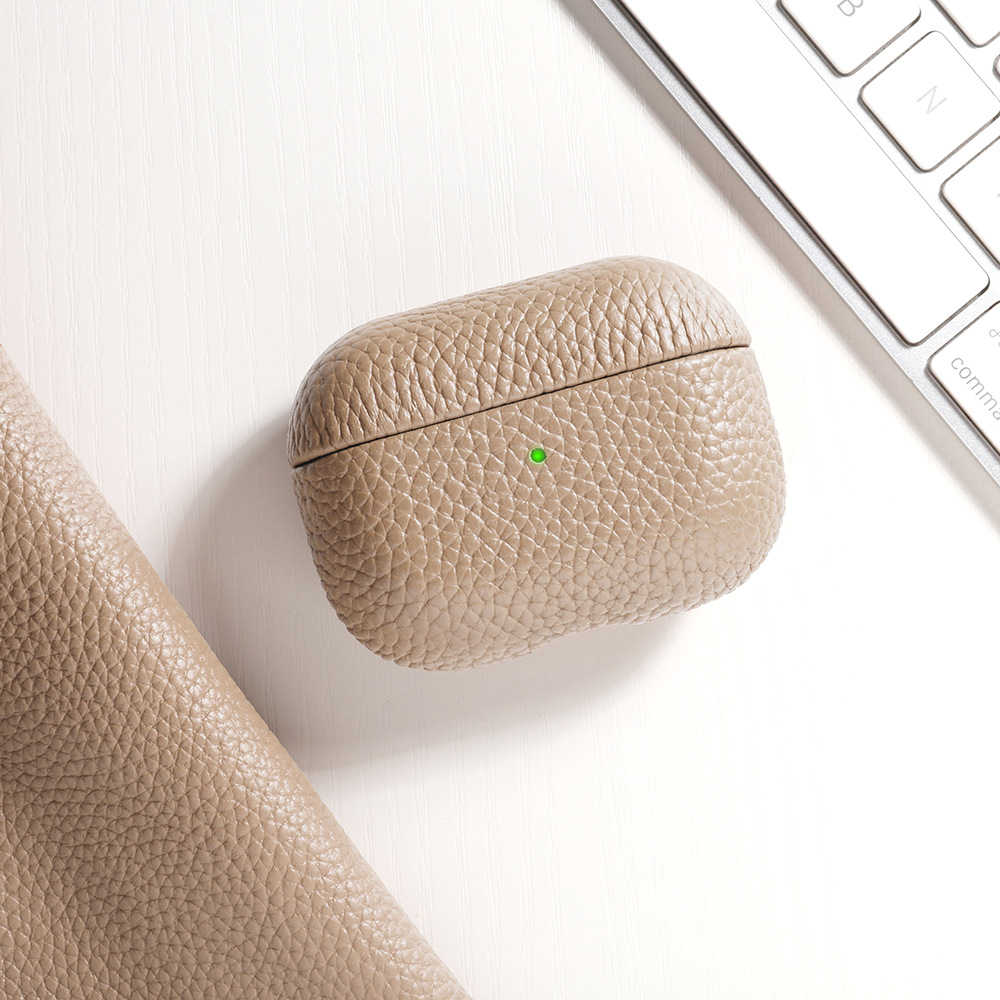Кожаный защитный чехол Two Windows с текстурой личи для AirPods