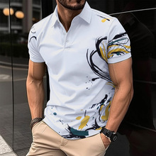 2024夏季新款外贸男装数码印花短袖热销款男士POLO衫短袖休闲上衣