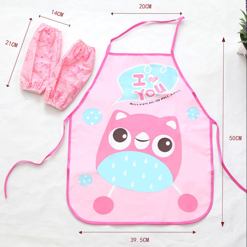 Cartoon children's apron painting waterproof painting sleeves 3-6 years old kindergarten baby EVA eating apron set