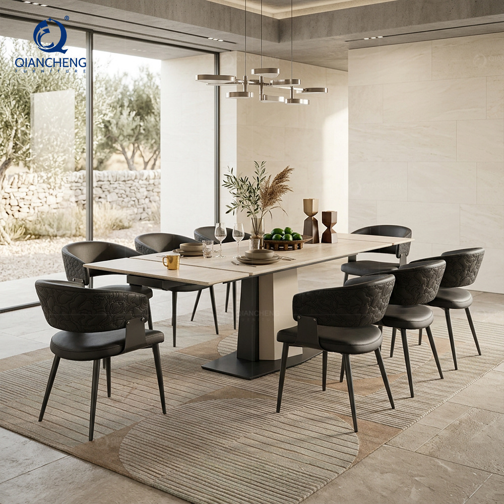Mesa de Comedor Extensible de Piedra Sinterizada y Hierro, Ajustable, para Comedor image 5