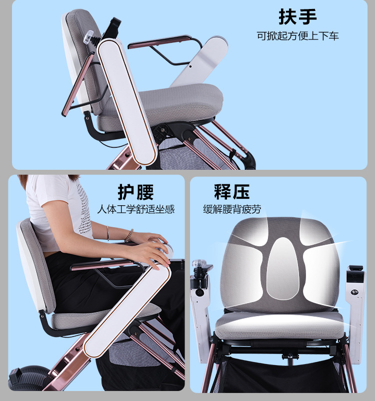 Electric Wheelchair, Electric Foldable Lightweight Intelligent Fully Automatic Mobility Scooter for the Elderly, Four-Wheel Lithium Battery Wheelchair