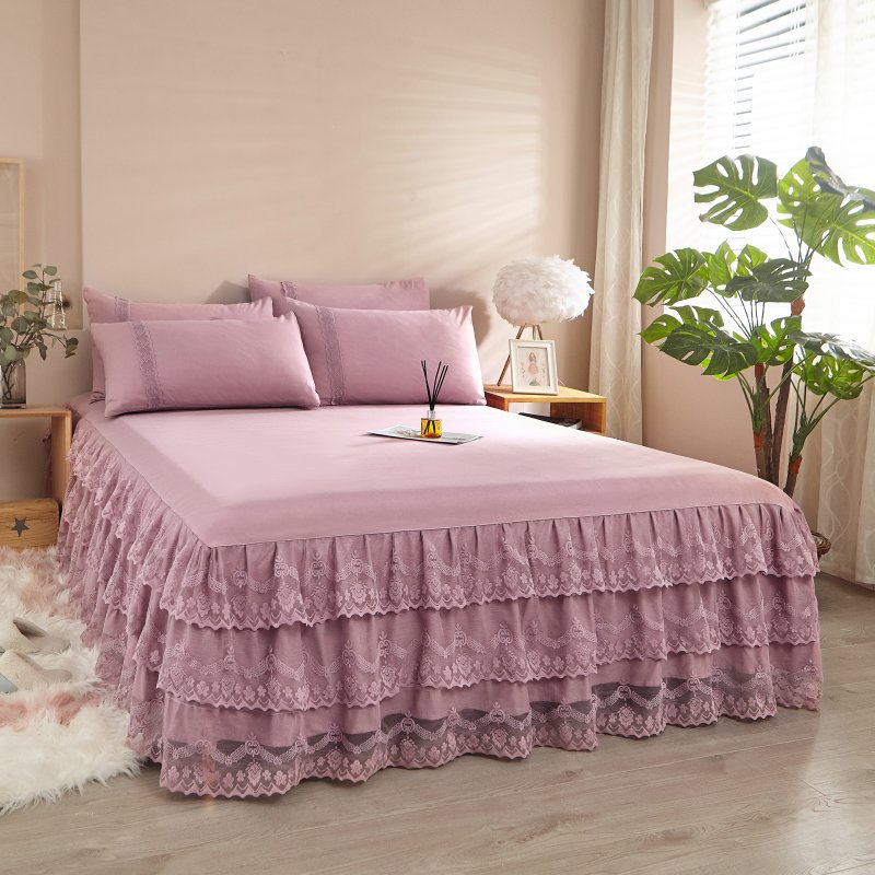 Cross-border Korean version of lace skin-friendly sanding bed skirt lace bedspread Simmons protective cover bedspread wholesale a generation of hair