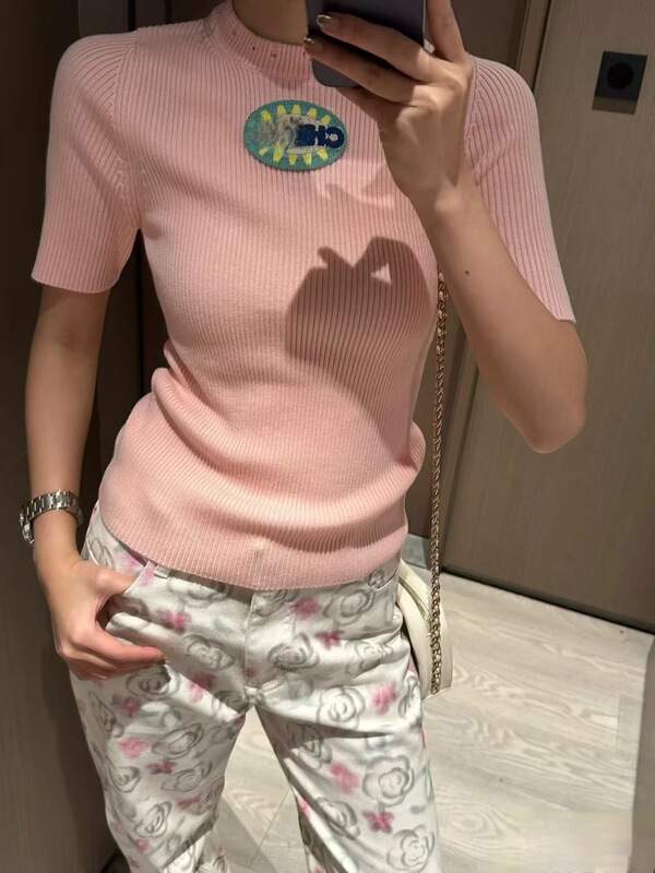 南油高版女装25春夏CH家小香新款圆领套头针织短袖减龄休闲百搭短|undefined