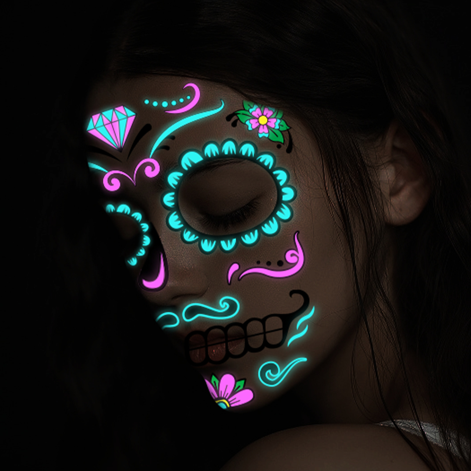 Tatuajes Temporales Luminosos de Papel de Transferencia de Agua para Halloween