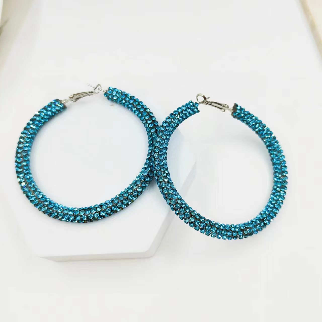 1 Pair Quantity Holiday, Daily Occasion 1 Pair Vacation Circle Colorful Color Block Alloy Rhinestones Hoop Earrings