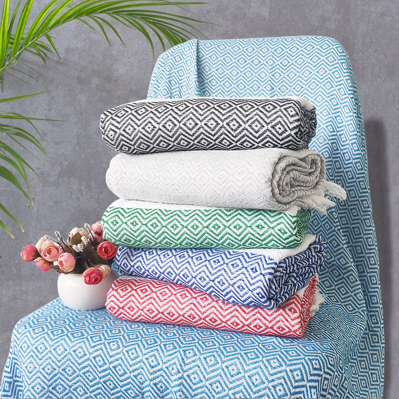 Cross-border tassel Turkish beach towel can add logo cotton absorbent bath towel swimming sunscreen beach towel batch found
