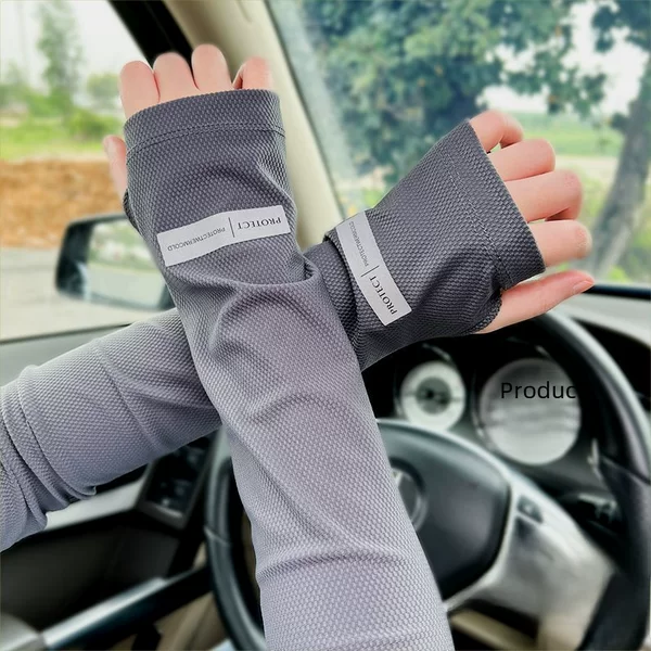 Summer Driving Outdoor Sunscreen Ultraviolet Thin Ice Silk Loose Large Size Hand Sleeve Arm Protection Gloves for Men and Women