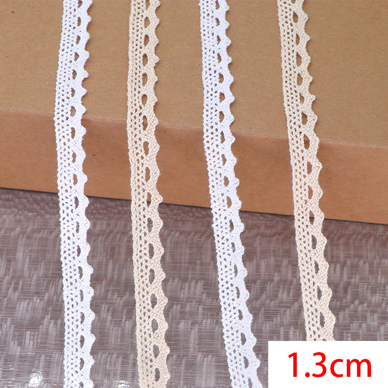 1.3 cm cotton lace edge, machine-woven trim, home DIY craft lace, curtain and bedding accessories