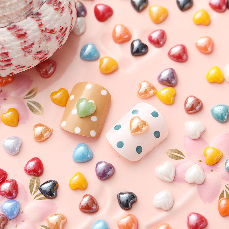 Ceramic love nail jewelry net red explosions macaroon heart-shaped mixed color nail accessories wholesale small heart decoration