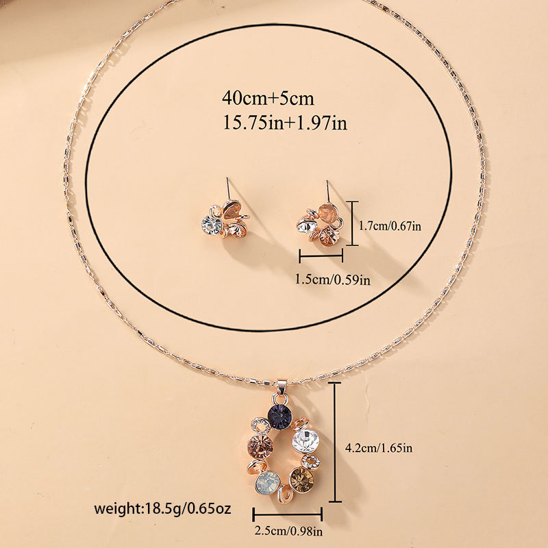 Colorful Crystal Necklace and Earring Set