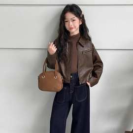 女童皮衣外套春秋款2025新款儿童洋气时髦女大童休闲秋季夹克上衣