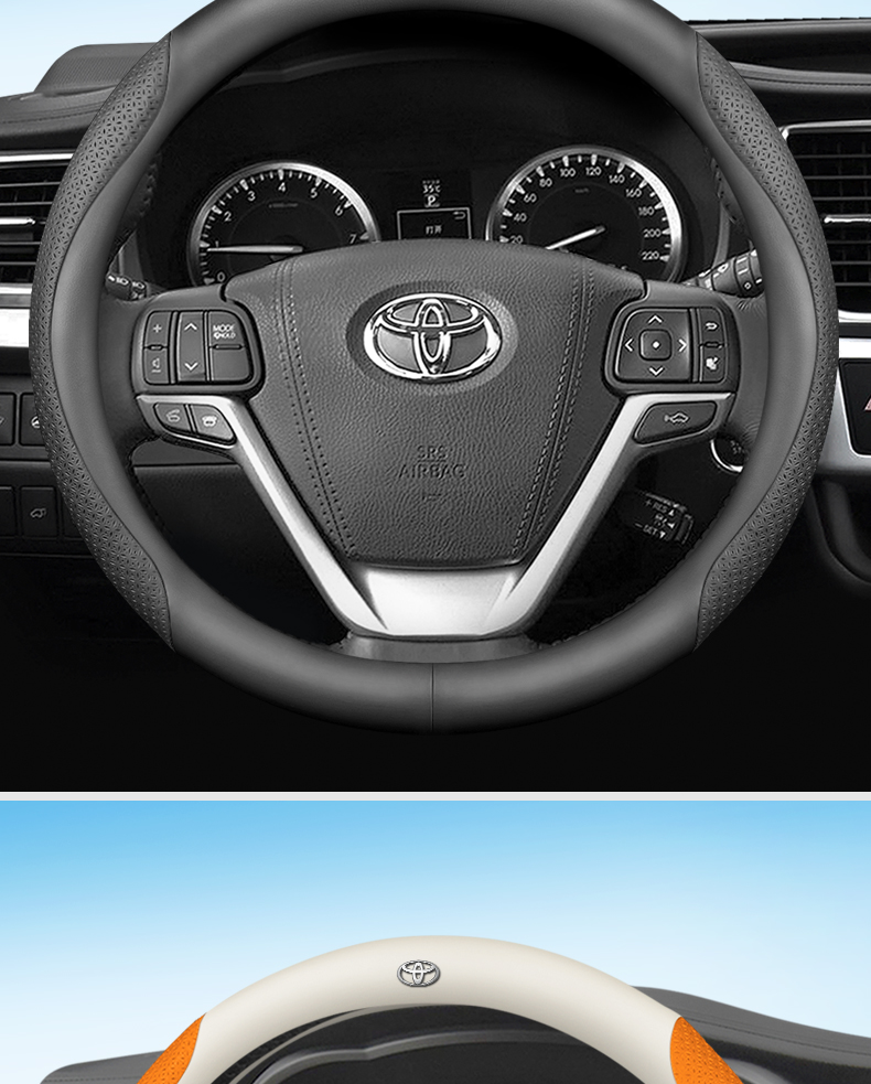 Suitable for 2021-23 Toyota Sienna Steering Wheel Cover, Car Handlebar Cover, Hand-Sewn Sienna Four-Season Universal Handlebar Cover