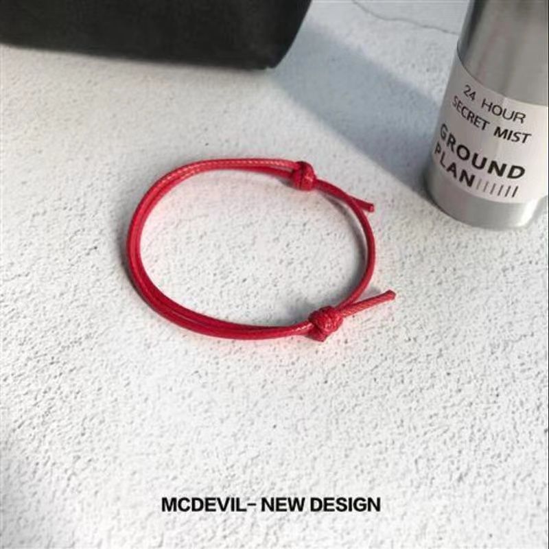 Hand Rope Diy Trendy Bracelet Good Luck Rope Benmingnian Red Rope Couple Bracelet Simple Beaded Girlfriend Korean Style