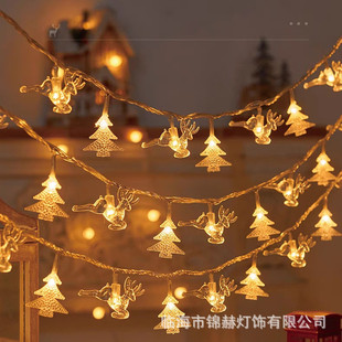 Cross Border LED Christmas Light String Snowflake Elk Christmas Tree Light String Holiday Arrangement Christmas Tree Decorative Lights Hanging Lights