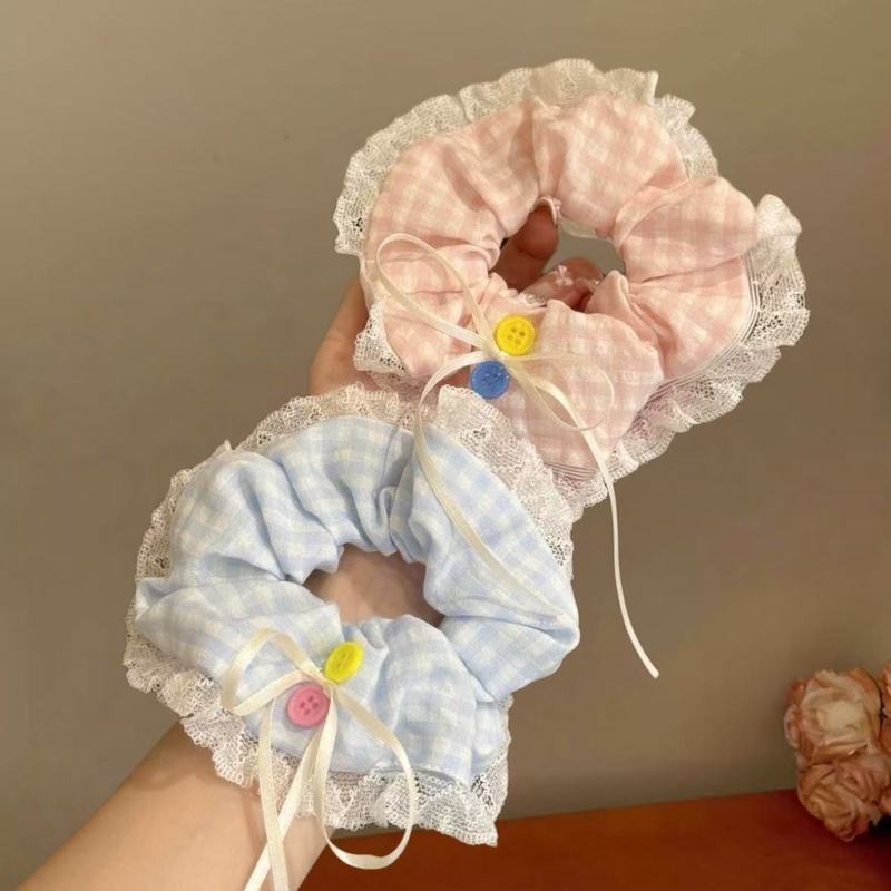 韩系ins风可爱小狗蕾丝花边蝴蝶结大肠发圈甜美发饰少女马尾头绳|undefined