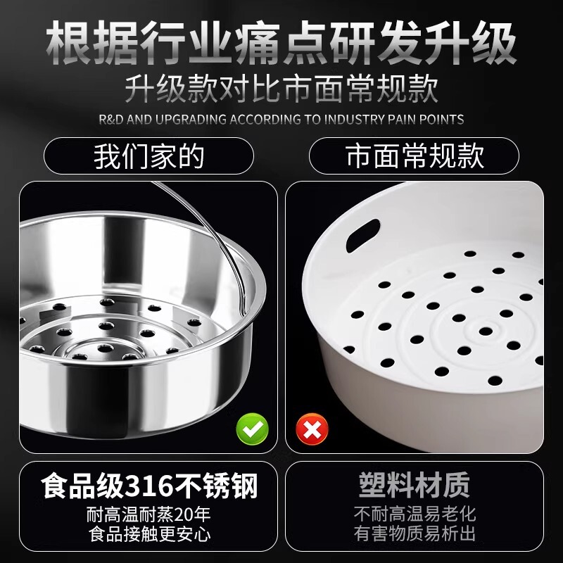 316 ステンレス鋼の蒸し器と炊飯器の特別なアクセサリー家庭用多機能ラウンド蒸しトレイ肥厚単層蒸しグリッド|undefined