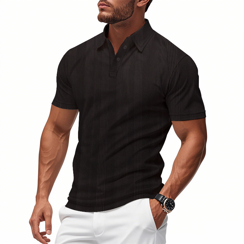 Transfronterizo Amazon americano de verano jacquard hombre polo camiseta de manga corta simple estilo británico con solapa pesada camiseta para hombre