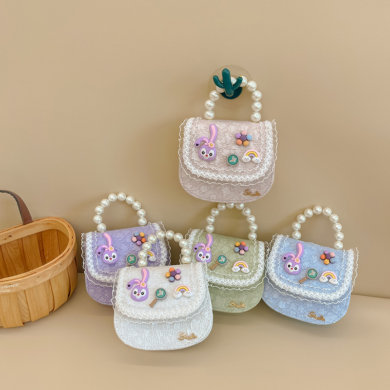 Bolso DE LOS NIÑOS bolsa de mensajero de las niñas moda perla bolso de moda accesorios de dibujos animados bolsa estilo Chanel monedero bolso