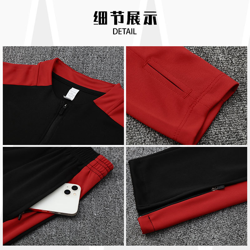 Otoño y invierno media cremallera chaqueta de entrenamiento de fútbol conjunto de ropa de juego de manga larga de punto personalizada ropa deportiva