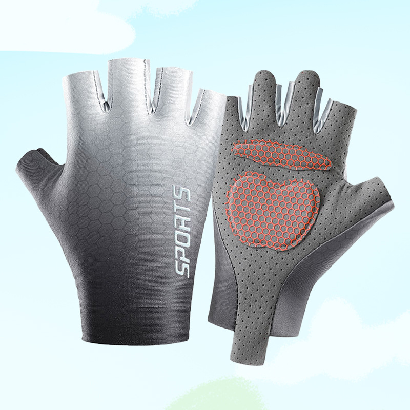 Guantes de medio dedo para niños al aire libre ciclismo deportes fitness hombres y mujeres antideslizante transpirable protector medio dedo guantes de entrenamiento