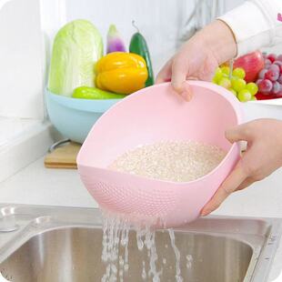 Kitchen Multifunctional Rice Washer Vegetable Washing Basket Lazy Person Supplies Draining Rice Washing Sieve Fine Mesh Multi-Purpose Plastic Rice Washing Basin
