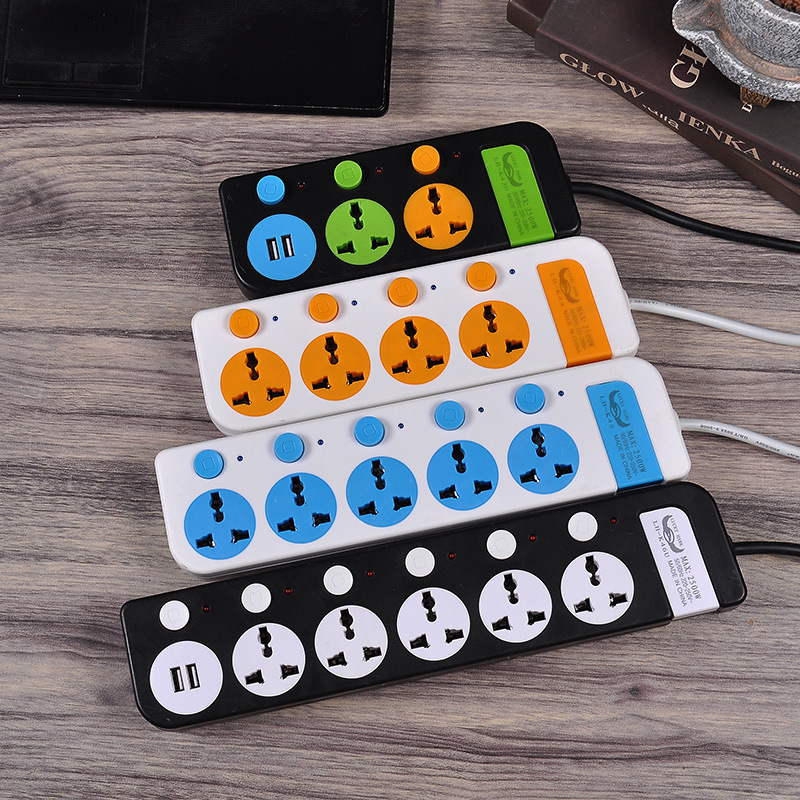 Multi-interruptor color negro azul naranja Birmania Camboya Tailandia enchufe USB placa de enchufe fila
