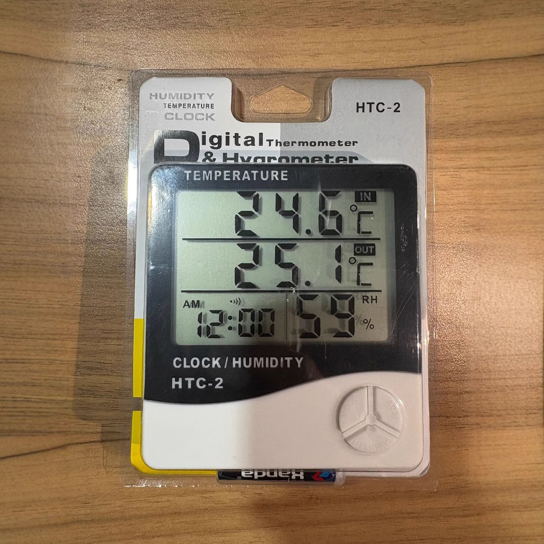 Termómetro interior e higrómetro HTC-2 de alta calidad para interiores y exteriores, reloj despertador, pantalla de doble temperatura para el hogar, termómetro electrónico con sonda