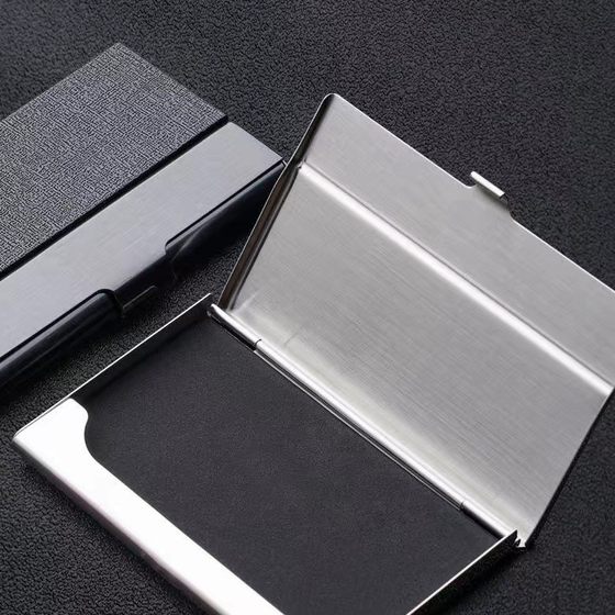 Supply stainless steel business card case metal business card case stickers leather business card case iron business card case wholesale and retail packaging box