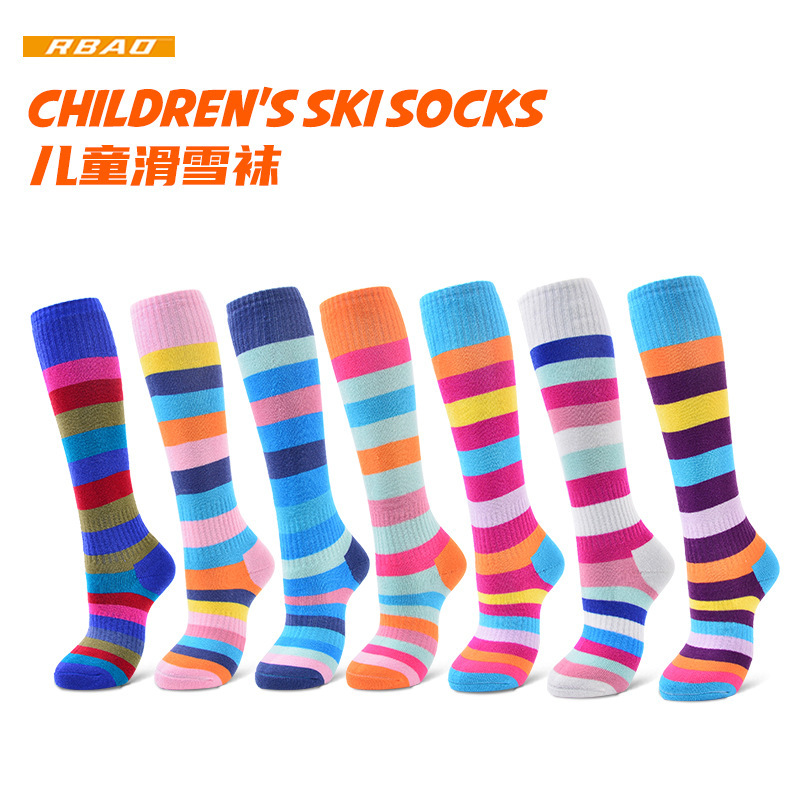 2021 Clearance Long Barrel Striped Children's Roller Skating Ski Stockings Thickened Full-terry socks Boys and Girls Snow socks