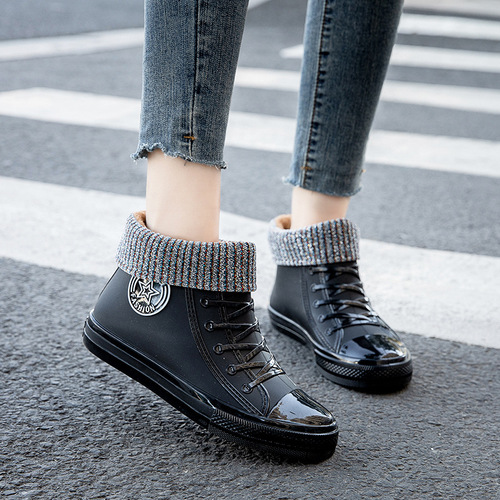 Waterproof Shoes Women Rain Boots Wholesale Rain Boots for Students Anti-Slip Rubber Shoes for Adults Water Boots Short Leg Fashion Work Shoes Foreign Trade