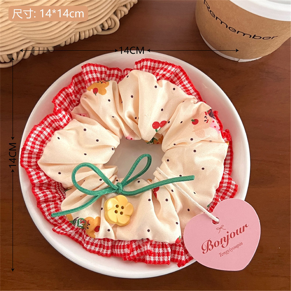 8 ¿ círculo de pelo grueso de oso cereza de encaje rojo