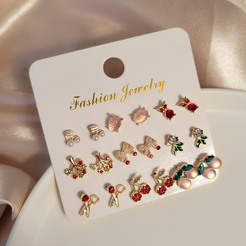 Fruit Diamond Alloy Artificial Gemstones Earrings Ear Studs display picture 4