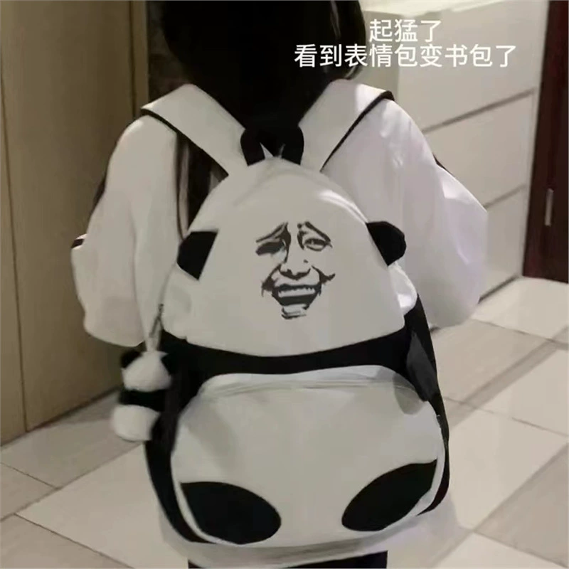 Panda Emoji сумка на плечо креативная смешная студенческая школьная сумка путешествия легкий рюкзак большой емкости милая холщовая сумка