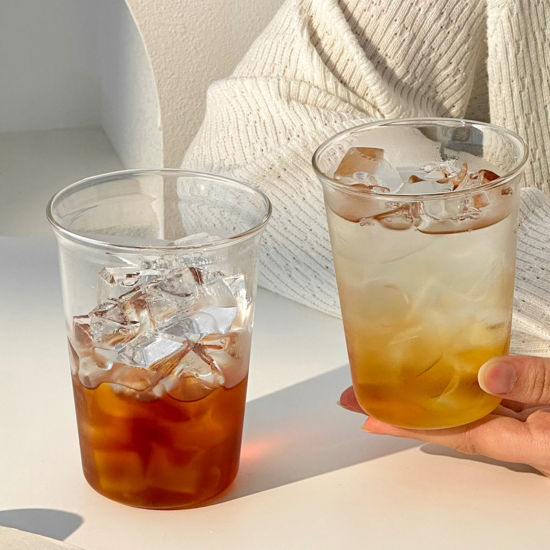 Simple Heat-Resistant Flared Cup, Multi-Size, Stackable, Large-Capacity Borosilicate Glass Cup, Light and Thin Coffee Drink Cup
